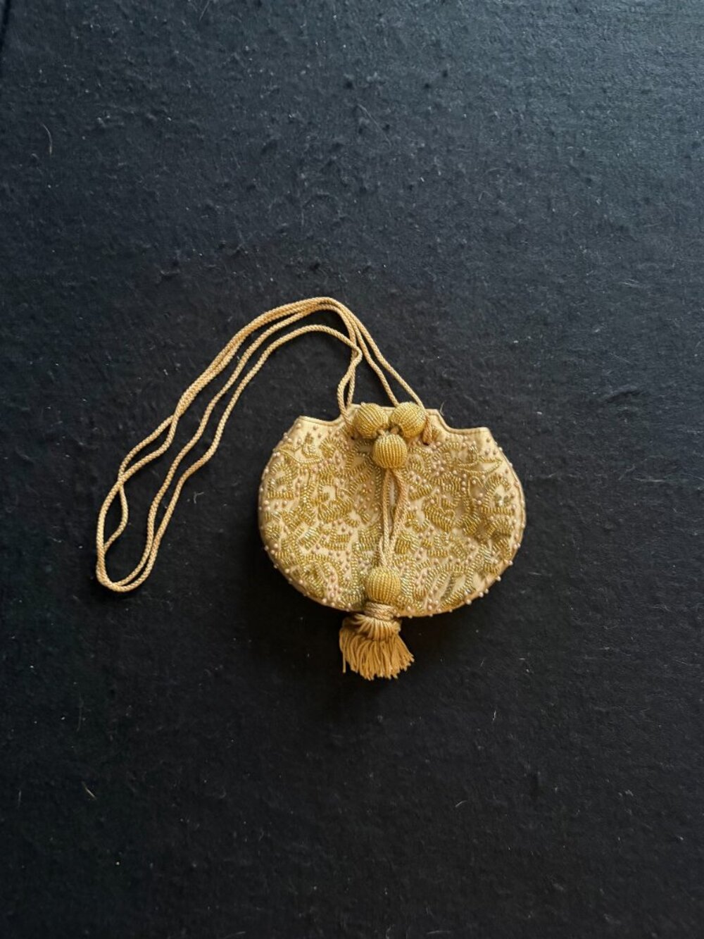 Traditional Indian Golden Satin Beaded Evening Bag/Purse - Picture 6 of 8